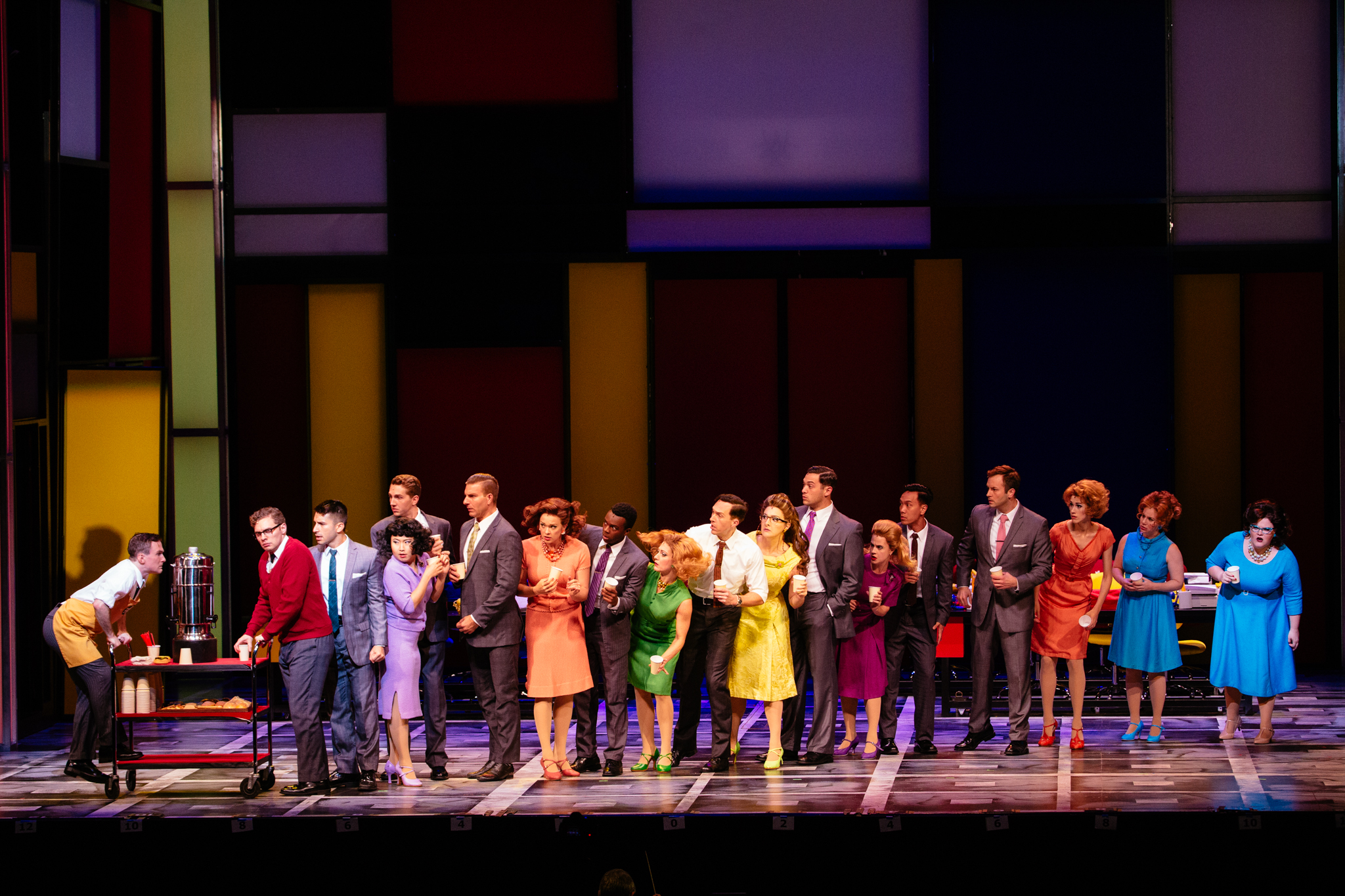 The cast of How to Succeed in Business Without Really Trying at Theatre Under The Stars.