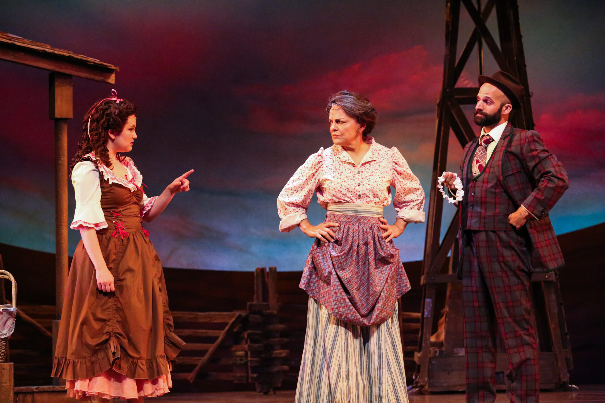 TUTS 2018 production of Oklahoma! Madeline Hamlet as Ado Annie, Priscilla Lopez as Aunt Eller and Hassan Nazari Robati as Ali Hakim. Photo by Melissa Taylor.